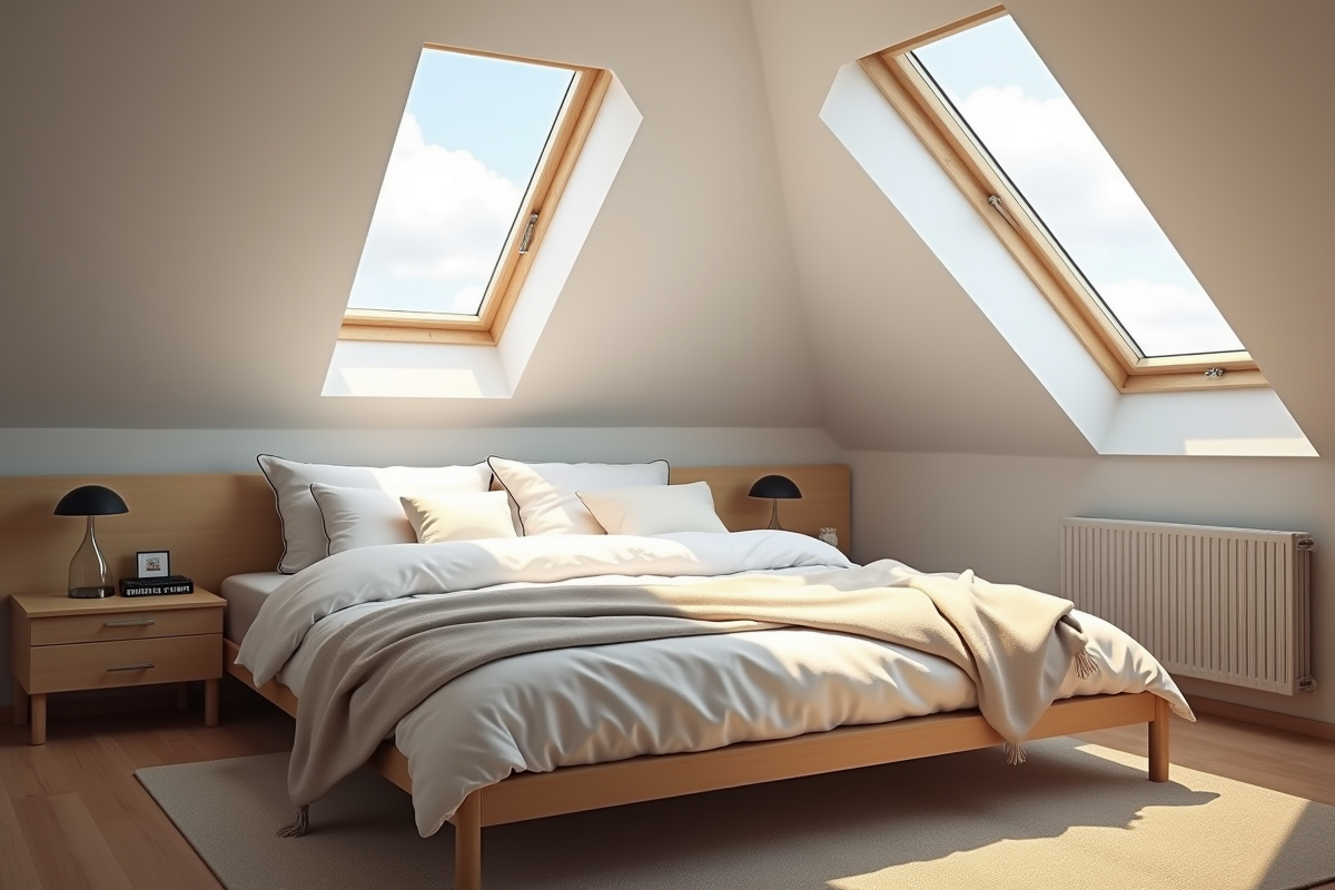 Chambre moderne et chaleureuse avec Velux GGL M04